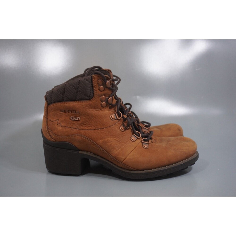 Merrell Chateau Mid Lace up Ankle Boots Womens Size 7 Waterproof Brown Leather